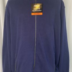 Kirkland Signature Mens Full Zip Sweatshirt Blue High Neck Jacket XXL New w/ Tag