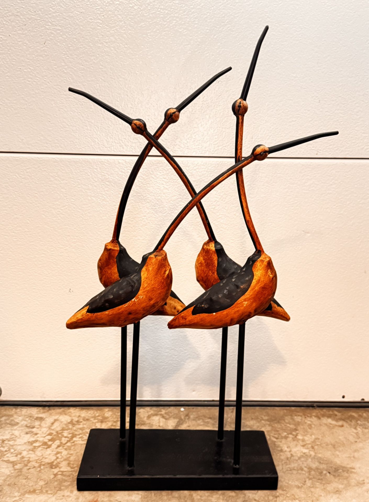 Vintage Large Metal Sculpture of Egrets