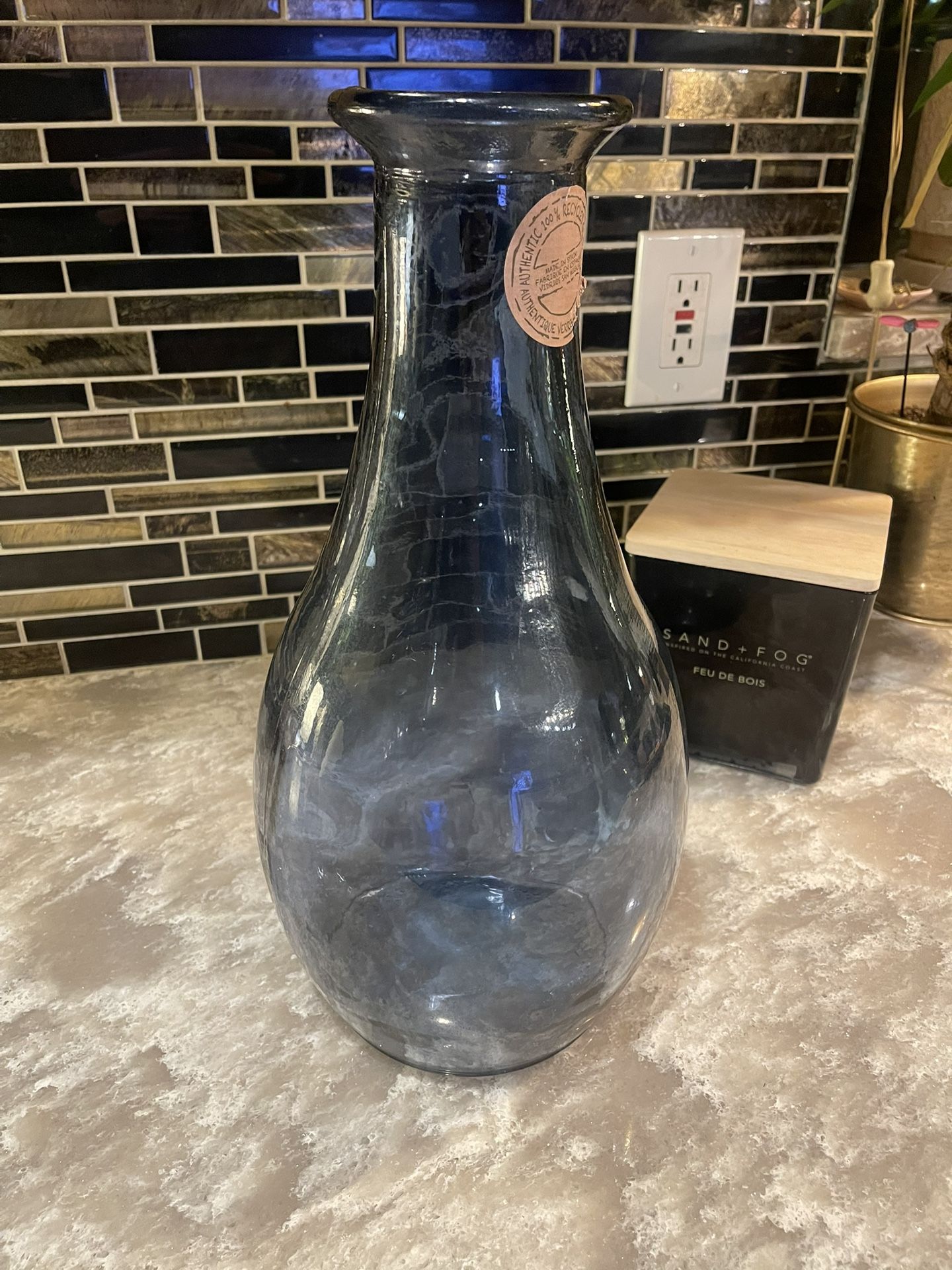Blue Glass Bottle/Vase Decor