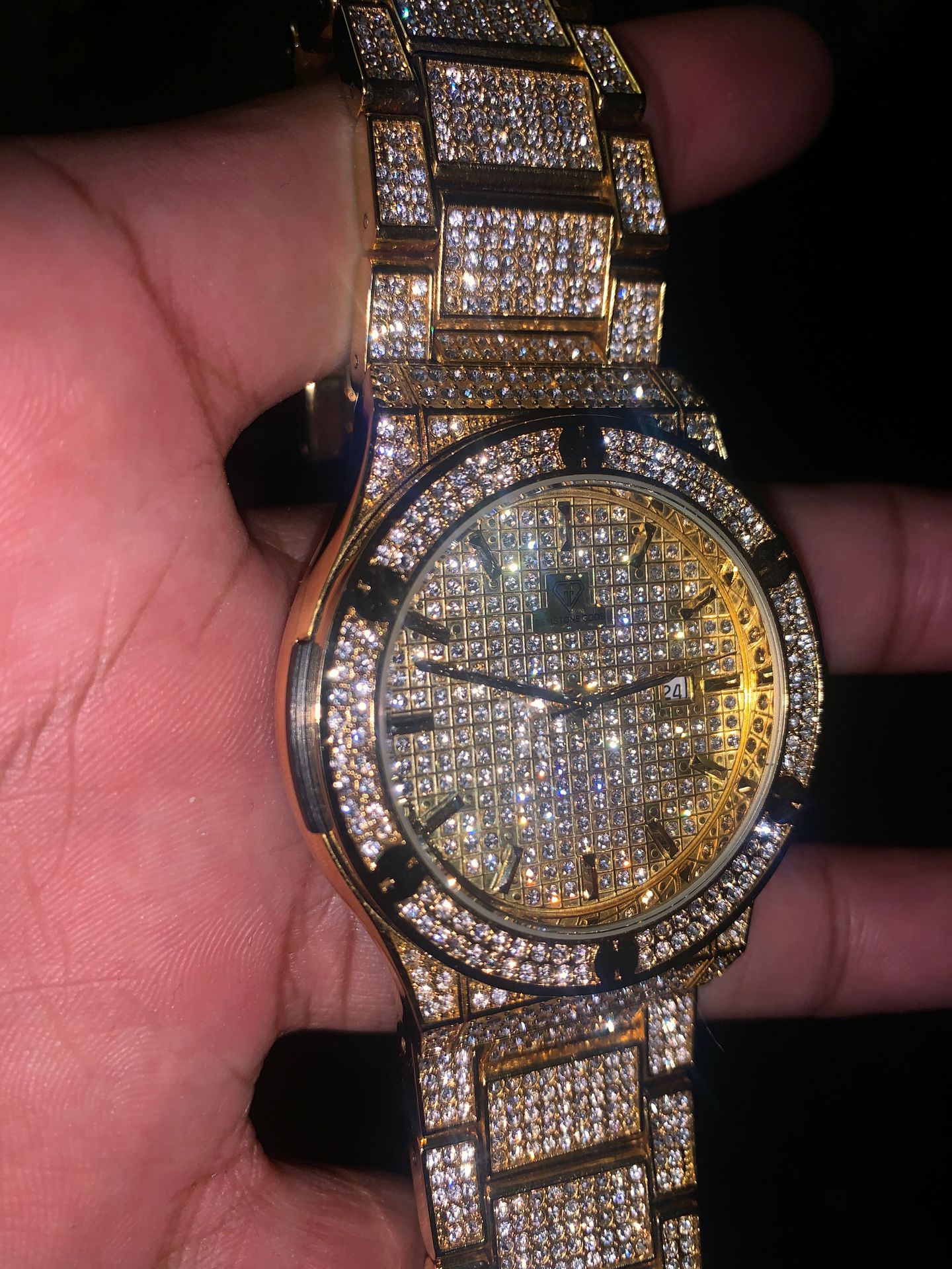Iced out gold plated watch high quality