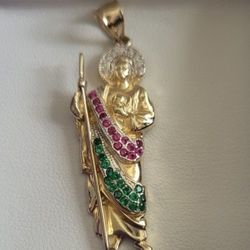 14 k Gold  san judas  pendant