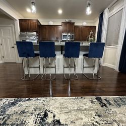 Velvet Bar Stools Set Of Four 