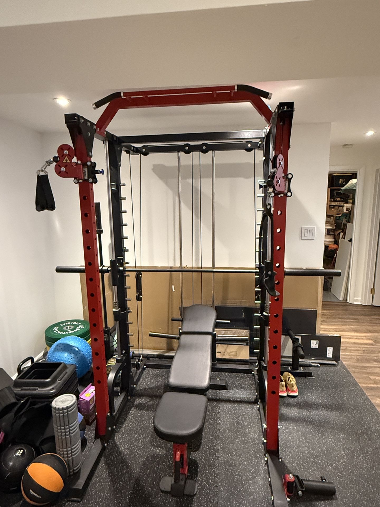 Gym Rack + weight Plates + Bench