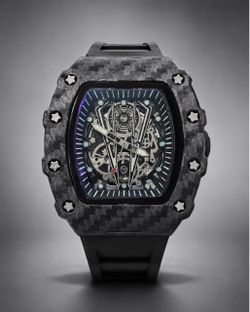 Skeleton Mechanical Watch Carbon Fiber Case