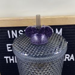 Midnight Purple Glitter Minnie Straw Topper