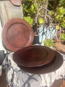 Solid Wood 13" Charger Plates / Boho Serving Platters - Set of 3"