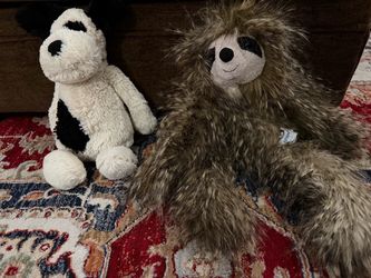 Jellycat puppy and a sloth