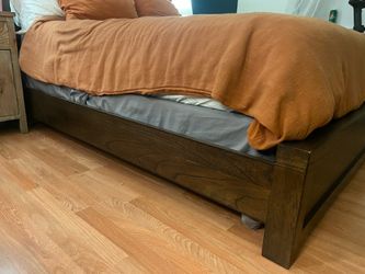 Excellent Brown Wood Queen Bed with Built in USB Outlets
