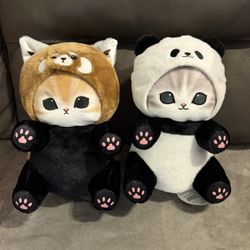 Mofusand Meow Plush Set – Red Panda & Panda (11”)