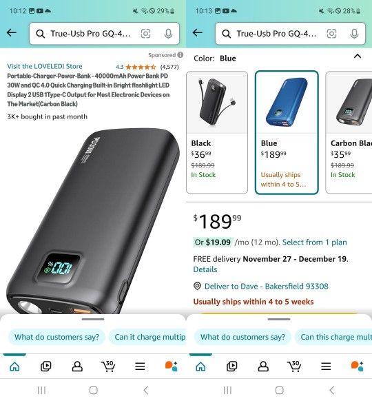 40000MAH PORTABLE POWER BANK WITH BUILT IN SUPER BRIGHT FLASH LIGHT