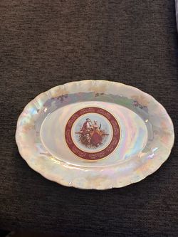 Tiger Yedi Madona design Fine Porcelain Serving Plate Romeo Juliet Gold Trim 12”