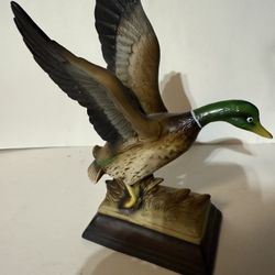 Vintage Porcelain Bird Duck Figurine Statue "Flight of the Mallard" 8.75" Tall