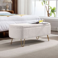 Malmo Storage Ottoman Bench with Gold Legs