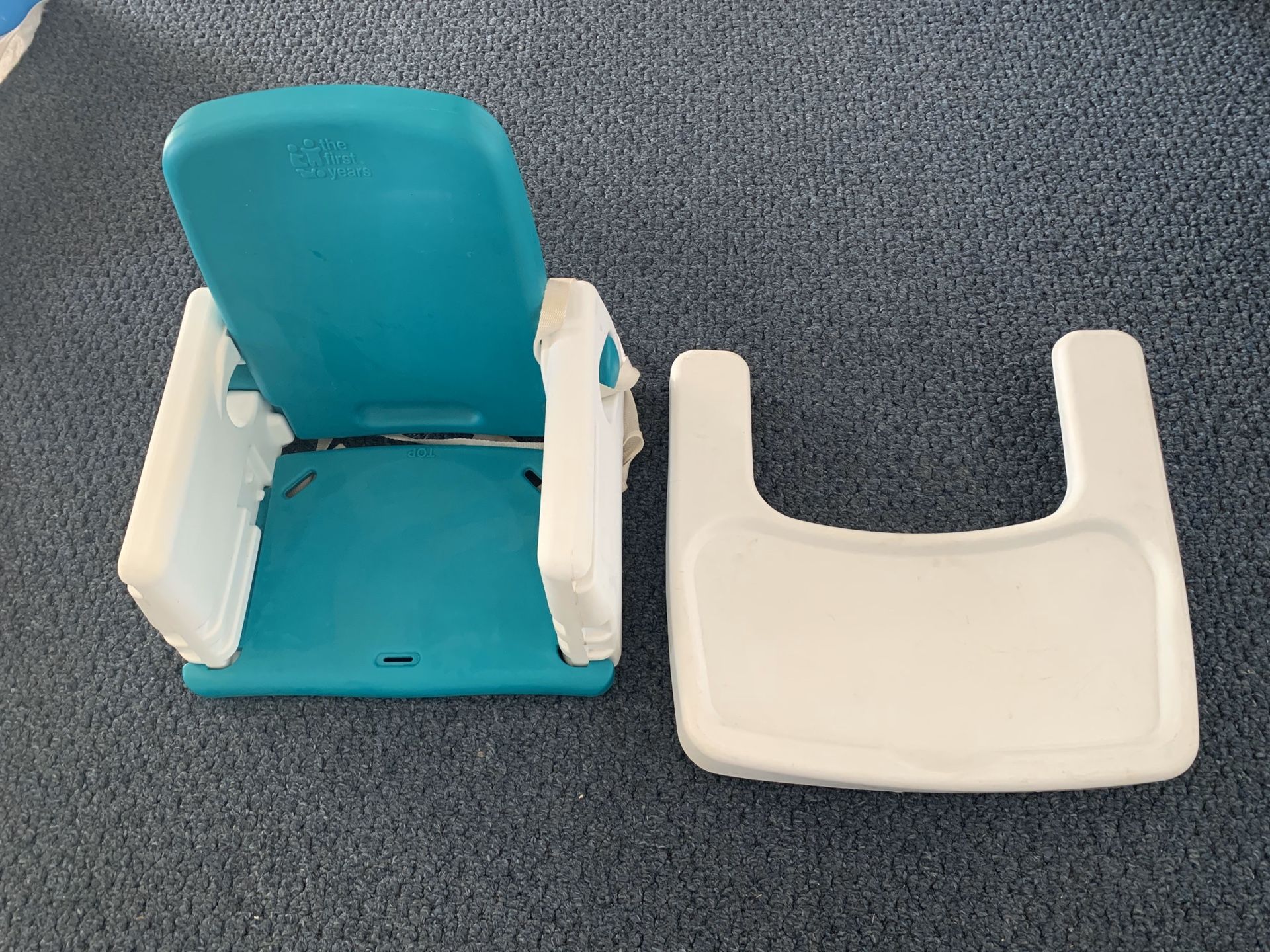 Vintage portable booster seat with tray