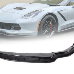 Front Bumper Lip Splitter Spoiler Gloss Black For 2014-2019 Corvette C7 Stage 2