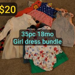 35pc 18mo Girl Dress/Romper Bundle