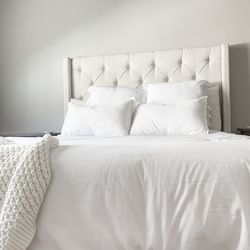 Queen tufted upholstered headboard