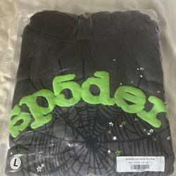 Sp5der Wait Web Hoodie(Slate Grey), Authentic ✅