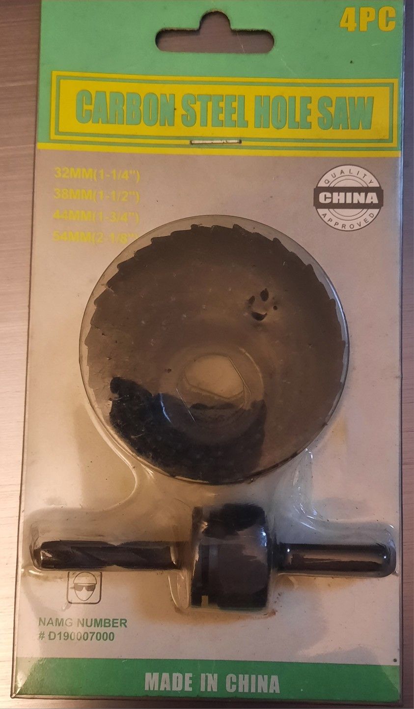 4 Piece Carbon Steel Hole Saw Set.
