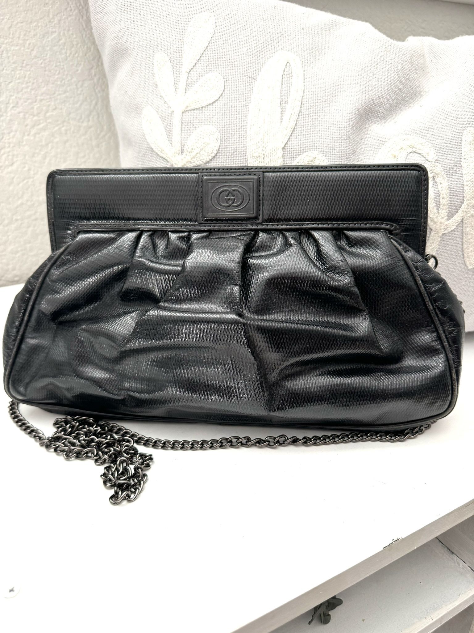 Authentic Gucci Python embossed Clutch crossbody with certificate of authenticity