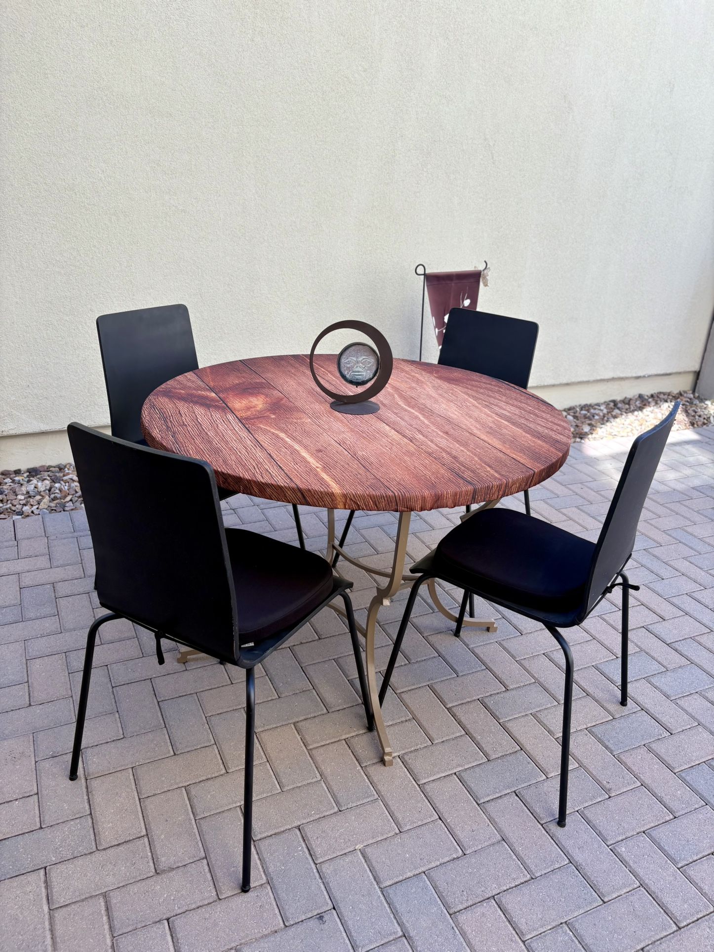 Rustic Solid Wood Black Round 42”Dining Table & Chairs