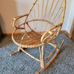 Vintage Bent Rattan Rocking Chair