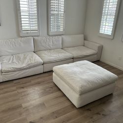 White Couch With Ottoman
