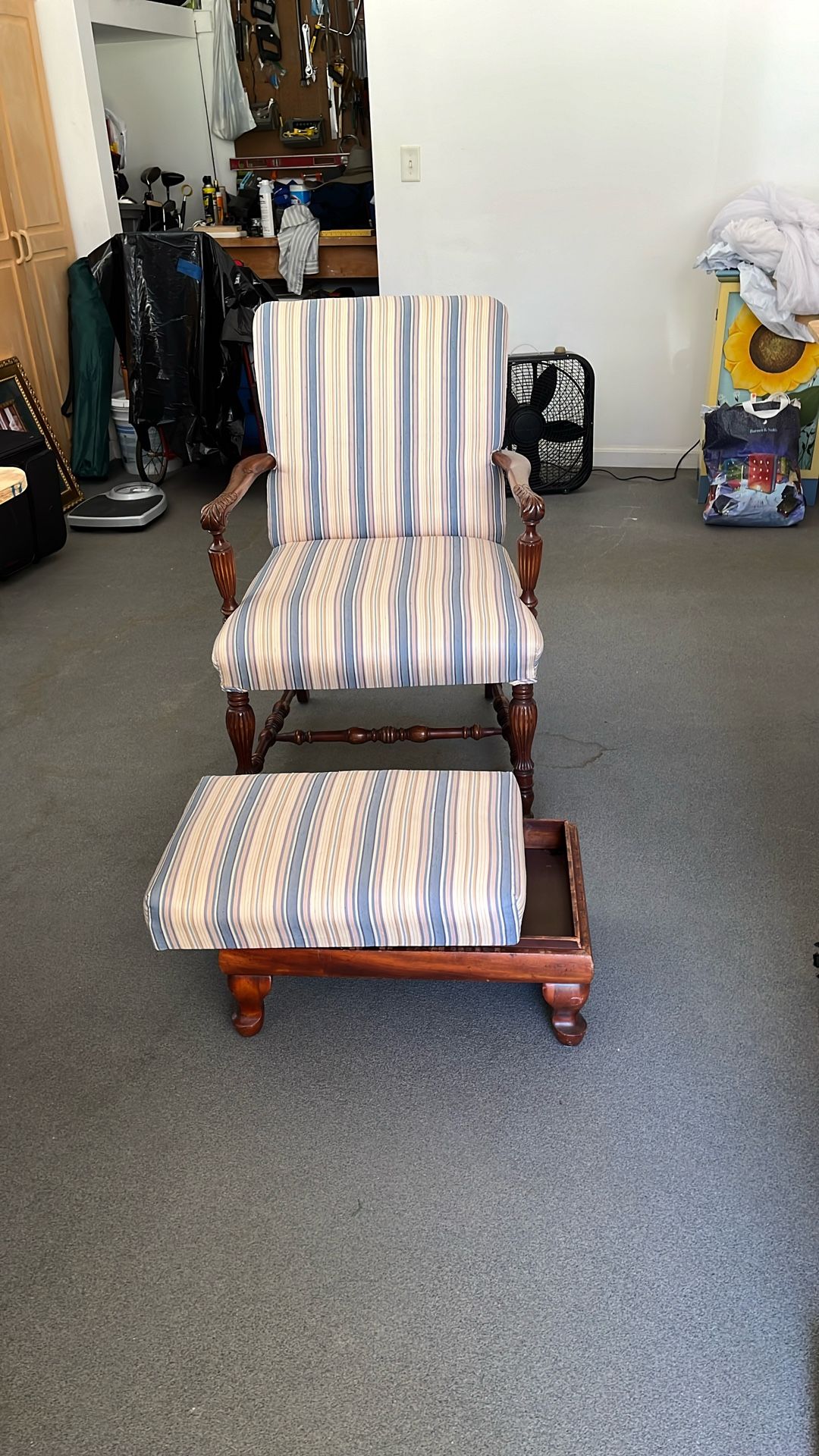 Side Chair With Storage Ottoman