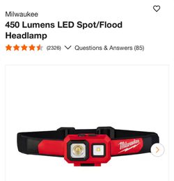 Milwaukee
450 Lumens LED Spot/Flood
Headlamp

$25