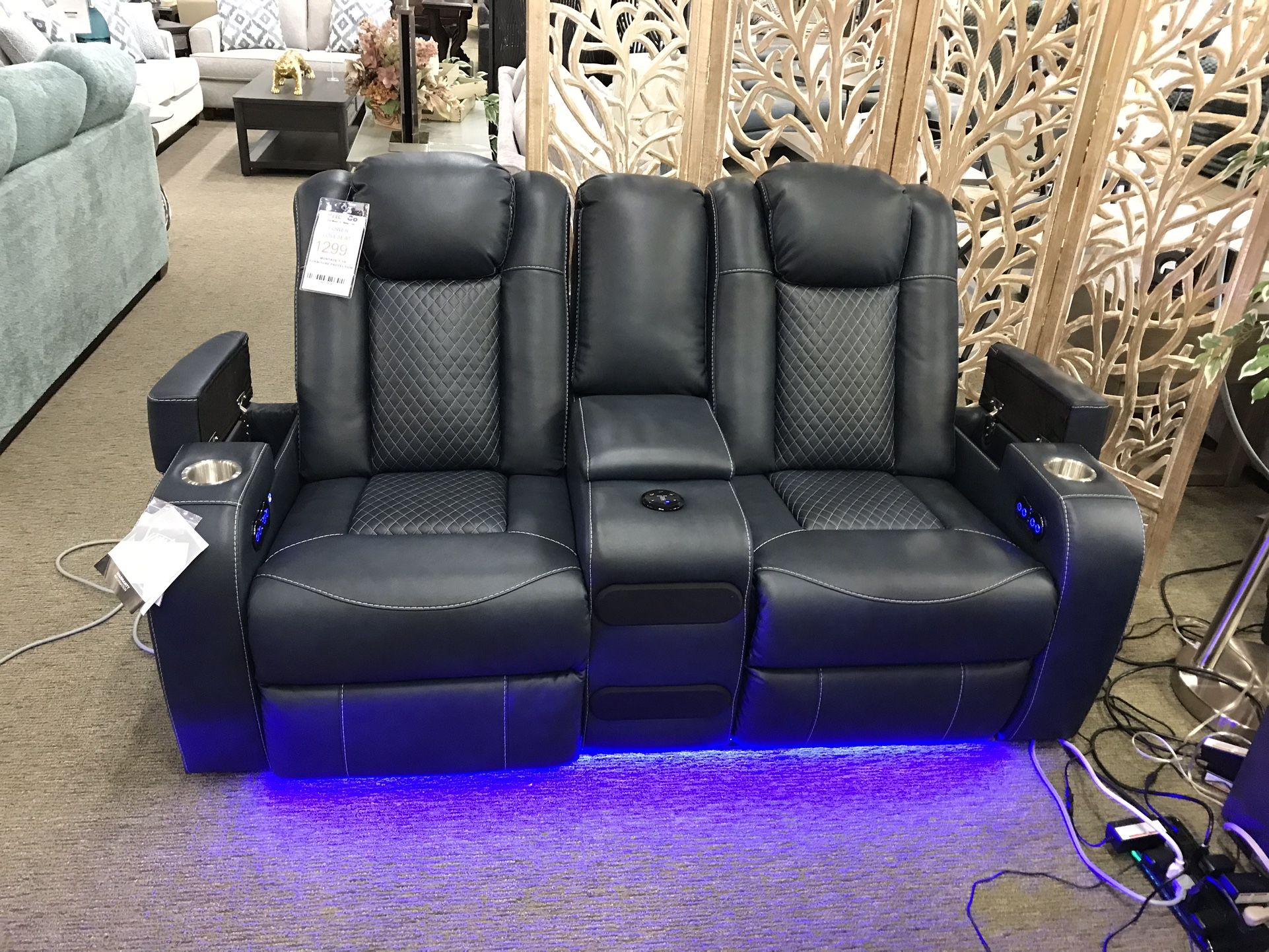 Power Bluetooth speaker, reclining loveseat