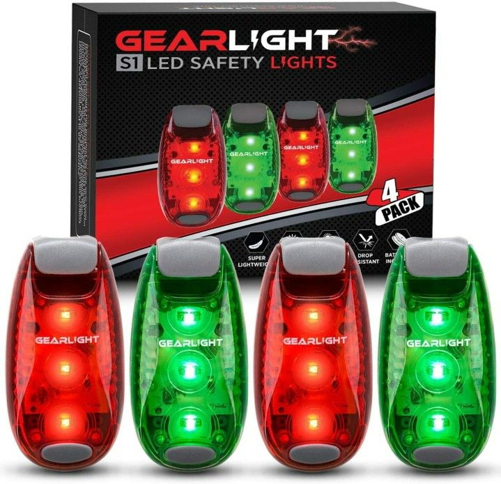 LED Safety Lights [4 Pack] for Boat, Kayak, Bike, Dog Collar, Stroller, Runners and Night Running - Clip On, Strobe, Warning, Flashing

