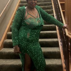 Green Sexy Sequins Dress