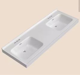 EB61D 61 in. D x 22 in. W Solid Surface Rectangular Double Sink Vanity Top