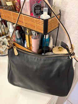 Black Pebbled Leather Shoulder Bag