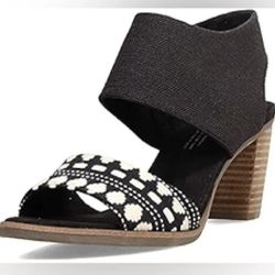 Toms Women’s Cutout Heel Sandal Black Yarn **NEW**