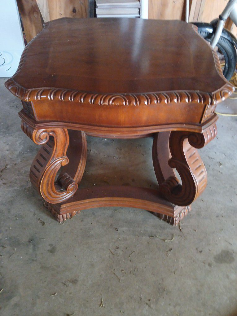 Antique Solid Cherry Wood End Table