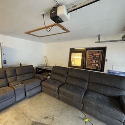 Grey Reclining Couch Set