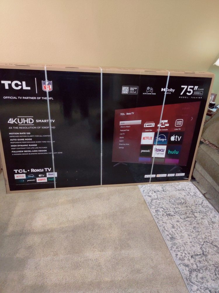 TCL 75” 4K UHD Smart Roku TV 