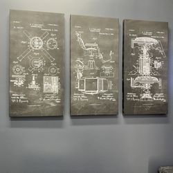 A J Rollert Barber Chair 3 Piece Canvas 