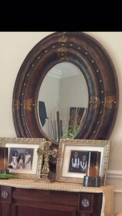 Beautiful oval wood mirror