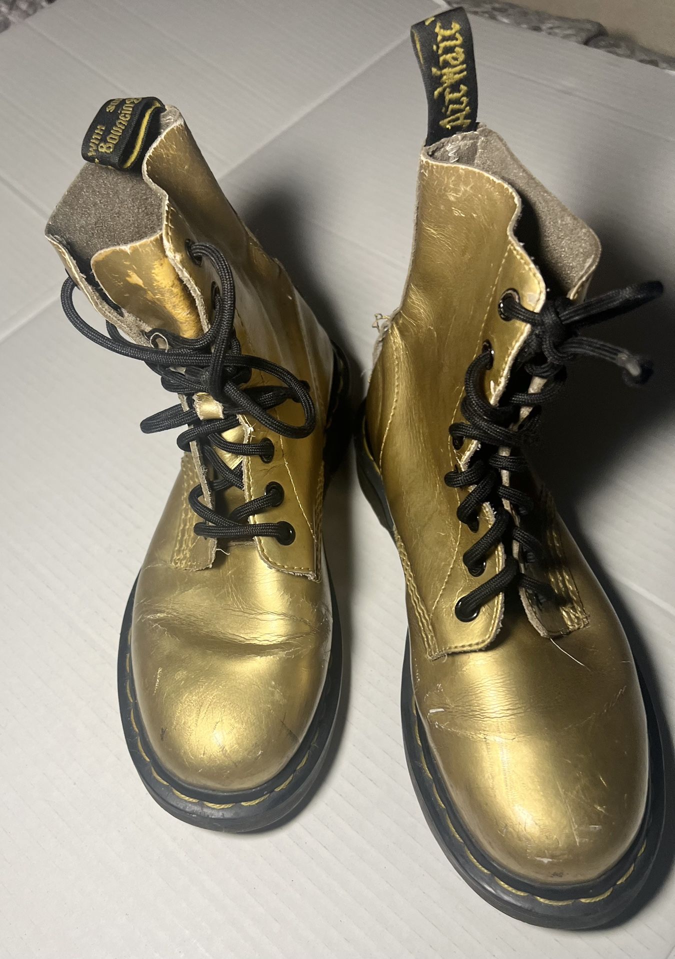 Gold Dr Martens Boots 6
