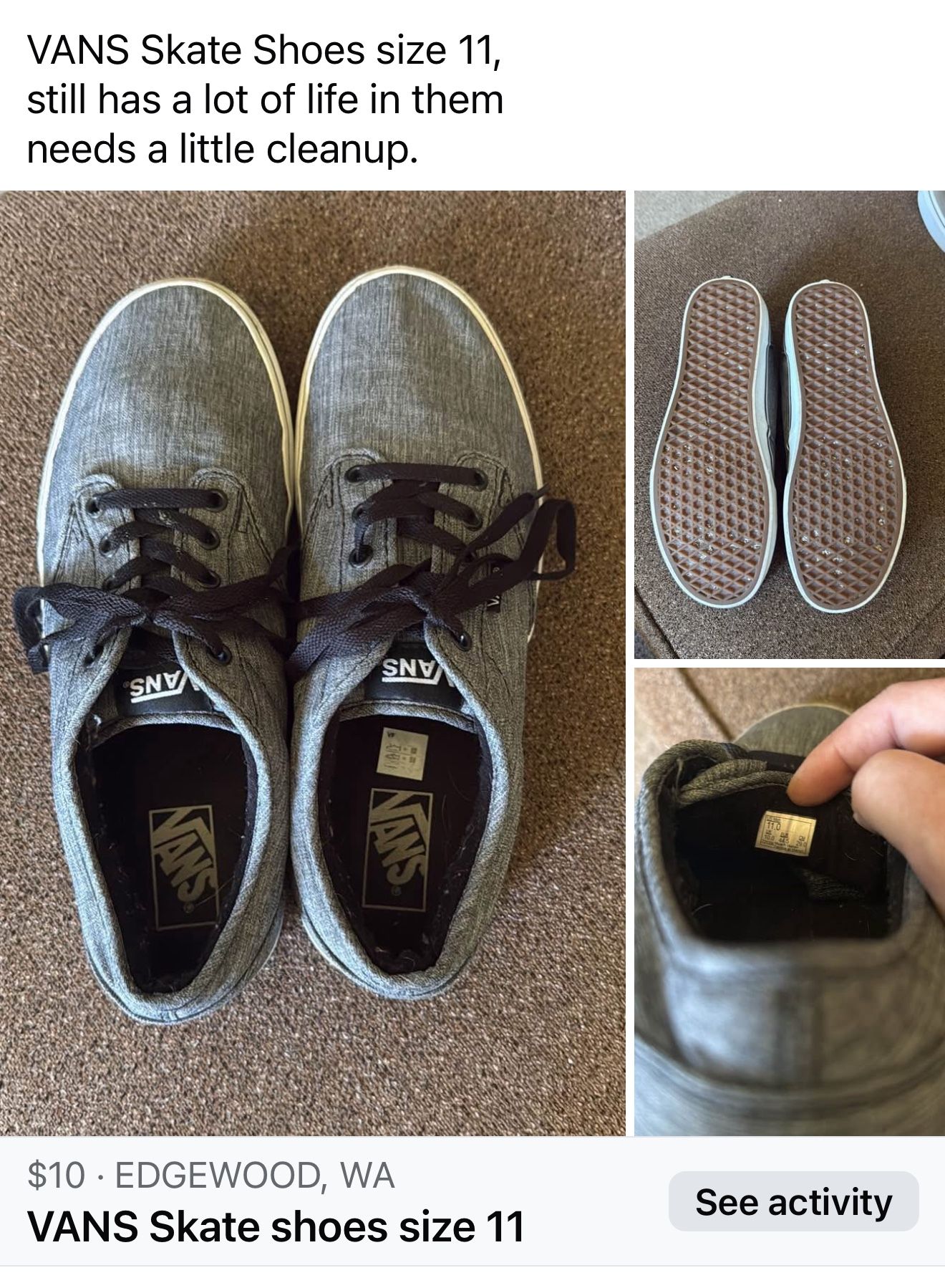 VANS SKATE SHOES Size 11