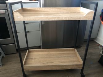 Kitchen Bar Cart Rolling Wheels Two Tier Shelf