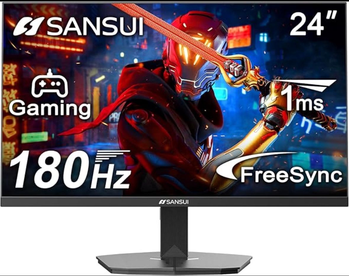 SANSUI 24 Inch Gaming Monitor 180Hz, DP 1.4 & HDMI 2.0 Ports High Refresh Rate Computer Monitor, Racing FPS RTS Modes, 1ms Response Time 110% sRGB
