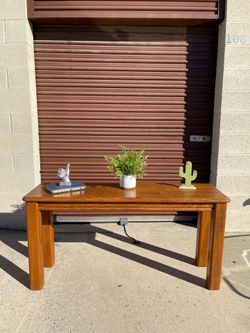80s Solid oak parquet console table by Lou Hodges for California design
