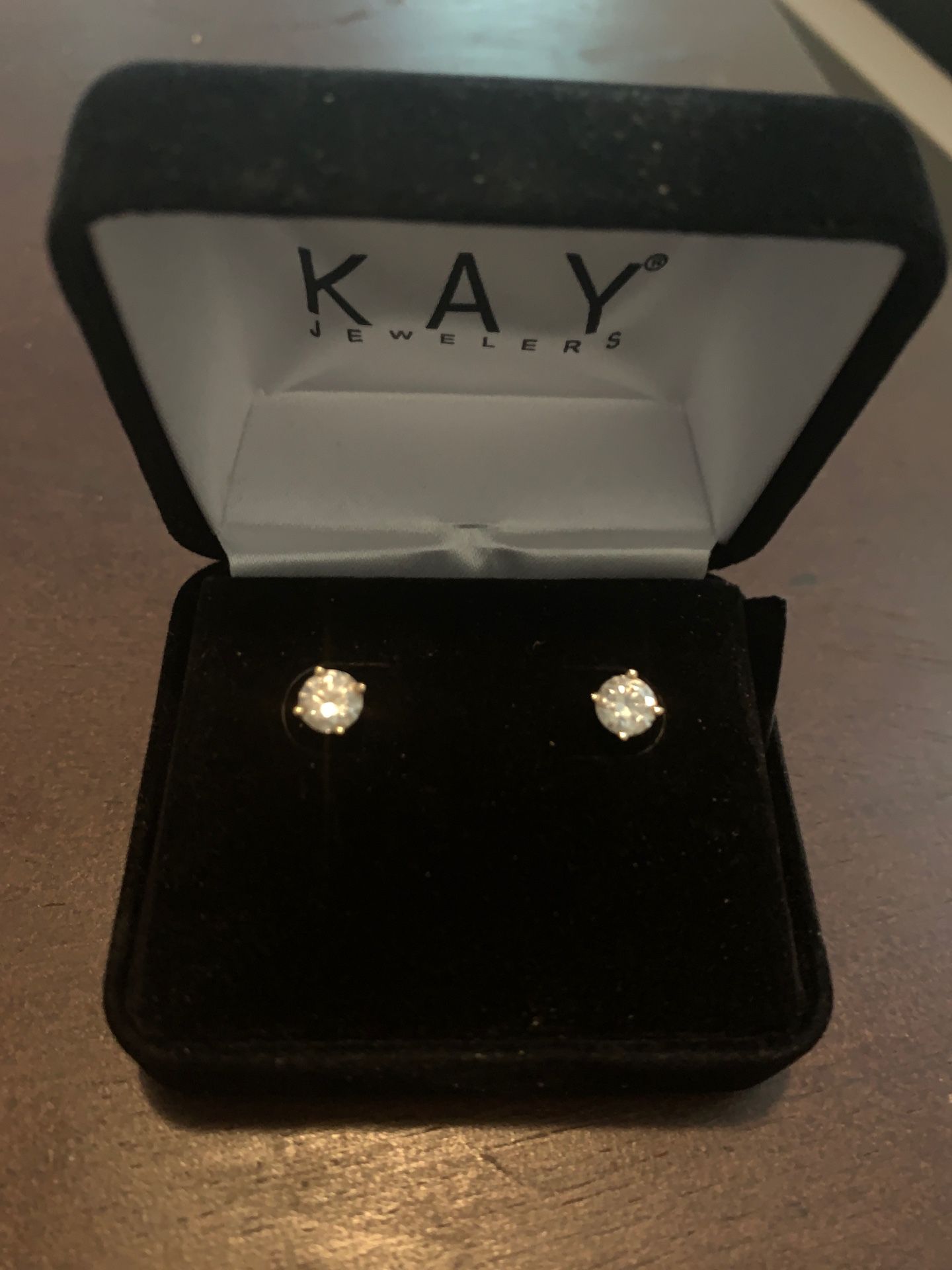 14K gold 1ct solitaire diamond earrings