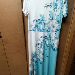 White Baby Blue Floral Women's Dress 