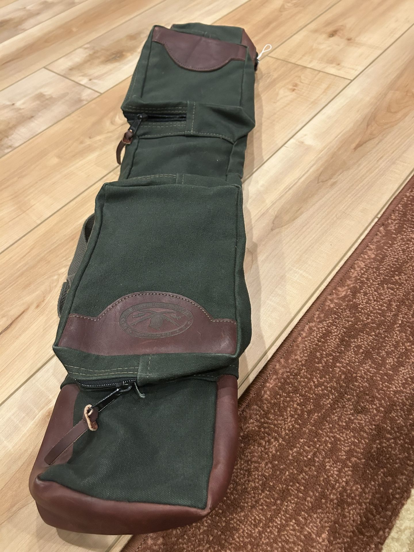 Vintage Orvis Battenkill Fly Fishing Rod Bag Canvas Olive Green 32”x7” 2 Pockets