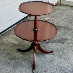 Genuine Mahogany Two-tiered Side Table