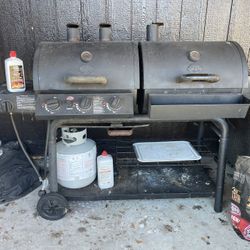 Dual BBQ Grill Gas AND Charcoal W/ Side Burner